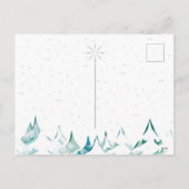 雪ラデンクリスマスツリーズティール(緑がかった色)グリーン&ホワイト シーズンポストカード (裏面)