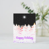 雪ラデンツリーオレンジパープルスターナイトスカイ シーズンポストカード (スタンド正面)