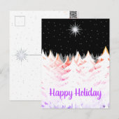 雪ラデンツリーオレンジパープルスターナイトスカイ シーズンポストカード (正面/裏面)