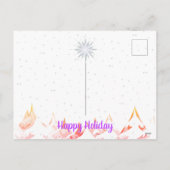 雪ラデンツリーオレンジパープルスターナイトスカイ シーズンポストカード (裏面)