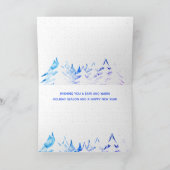 雪ラデンツリーズパープルブルーアクアホワイトクリスマス シーズンカード (内部)