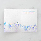 雪ラデンツリーズブルーパープルホワイトクリスマス シーズンカード (内部)