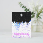 雪ラデンツリーブルーパープルスターナイトスカイ シーズンポストカード (スタンド正面)