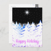 雪ラデンツリーブルーパープルスターナイトスカイ シーズンポストカード (正面/裏面)