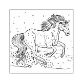 雪ランニングの中のの馬 ラバースタンプ (インプリント)