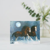 雪ランニングの中の馬 ポストカード (スタンド正面)