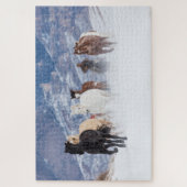 雪ランニングの中を馬が ジグソーパズル (縦)