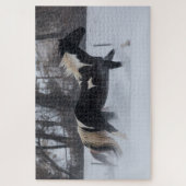 雪ランニングの中を馬が ジグソーパズル (縦)