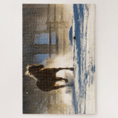 雪ランニングの中を馬が ジグソーパズル (縦)