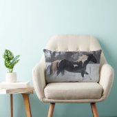 雪ランニングの中を馬が ランバークッション (椅子)