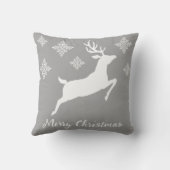 雪ランニング片の灰色の白いトナカイ クッション (裏面)