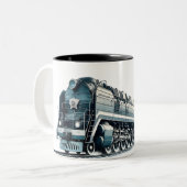 雪ロシアのを通して蒸気機関を走る ツートーンマグカップ (正面左)