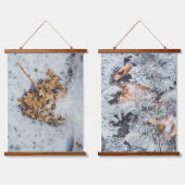 雪上のホルテンシアの花と魔法の氷のパターン 吊り下げ型タペストリー (ダブル)