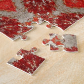 雪上の幾何学模様葉の紅色のルビー ジグソーパズル (側面)