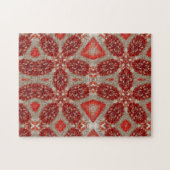 雪上の幾何学模様葉の紅色のルビー ジグソーパズル (横)