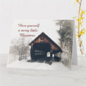 雪上クリスマスカードで覆われた橋 カード (黄色い花)