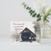 雪上クリスマスカードで覆われた橋 ポストカード (スタンド正面)