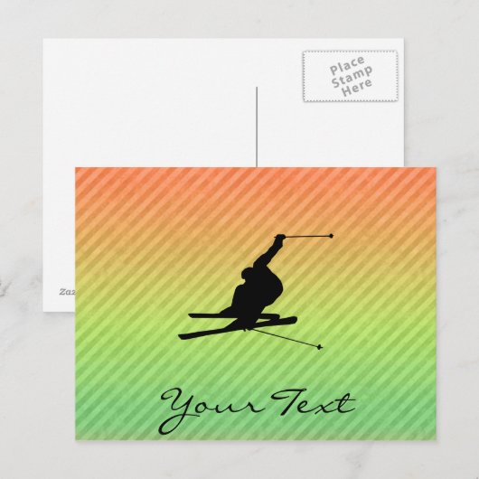 雪上スキー ポストカード (正面/裏面)