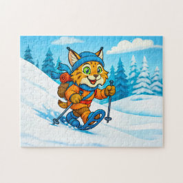 雪上ハイキングをするオオヤマネコ ジグソーパズル