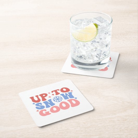 雪上良い – おもしろい冬デザイン スクエアペーパーコースター (インサイチュ)