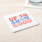 雪上良い – おもしろい冬デザイン スクエアペーパーコースター (アングル)