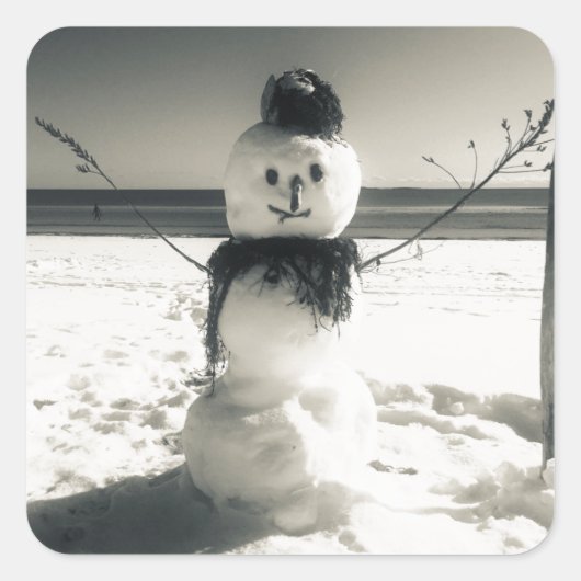 雪上雪だるま スクエアシール (正面)