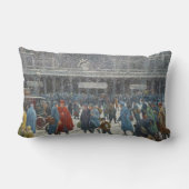 雪下の鉄道駅（パリ、フランス） ランバークッション (裏面)