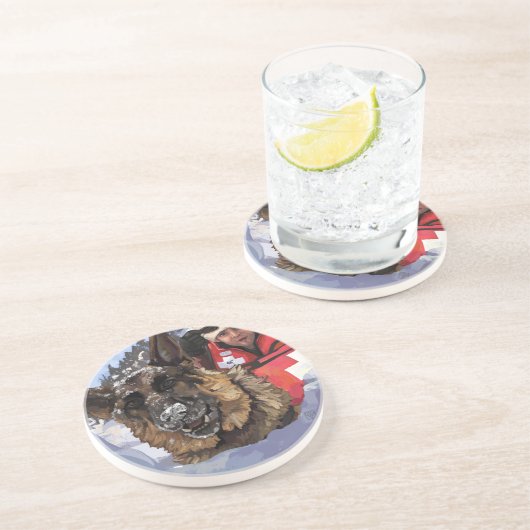 雪中のドイツのシェパードの捜索と救助 コースター (側面)