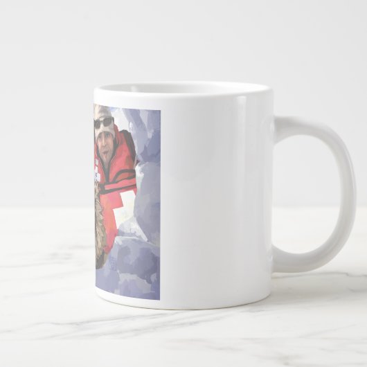 雪中のドイツのシェパードの捜索と救助 ジャンボコーヒーマグカップ (右)