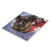 雪中のドイツのシェパードの捜索と救助 タイル (側面)