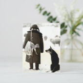 雪中の動物の出会い ポストカード (スタンド正面)