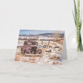 雪中の荒れ果てたアンティーク車 カード