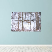 雪中の鹿の家族 キャンバスプリント (インサイチュ (ウッドフロア))