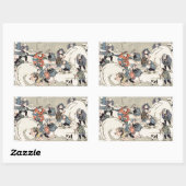 雪中国のの中の子供 長方形シール (シート)