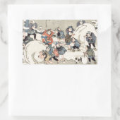 雪中国のの中の子供 長方形シール (バッグ)