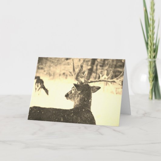 雪中折り畳みノートカードディアーカスタマイズ可能 ノートカード (正面)