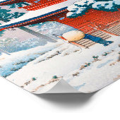 雪中最勝院、河瀬蓮井、木版画 ポスター (角)