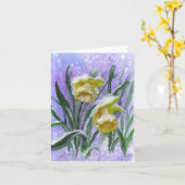 雪中水彩水彩ダッフェ空白のル カード (黄色い花)