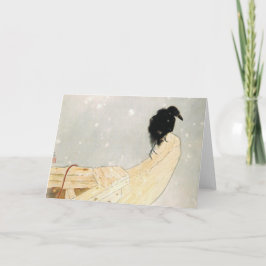 雪中渡しの折日本の畳みノートカードプリント ノートカード