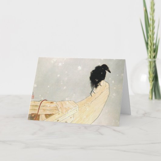雪中渡しの折日本の畳みノートカードプリント ノートカード (正面)