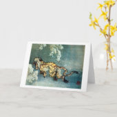 雪中虎図, 北斎 Tiger in the Snow, Hokusai カード (黄色い花)