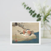 雪中鳥図(部分)、抱一鳥の雪(詳細)、鳳逸 ポストカード (スタンド正面)