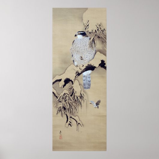 雪中鷹図,柴田是真ホーク雪の中，柴田是真 ポスター (正面)