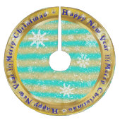 雪人気がある片金ゴールドグリッターターコイズ ブラッシュドポリエステルツリースカート (正面)