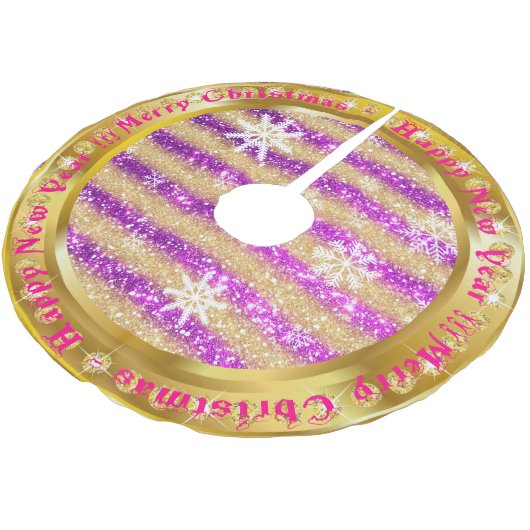 雪人気がある片金ゴールドグリッター紫 ブラッシュドポリエステルツリースカート (アングル)