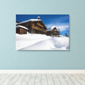 雪伝統的の中の木製の客室 キャンバスプリント (インサイチュ (ウッドフロア))