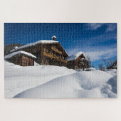 雪伝統的の中の木製の客室 ジグソーパズル (横)