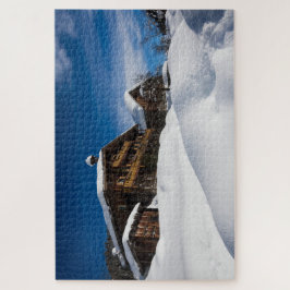 雪伝統的の中の木製の客室 ジグソーパズル