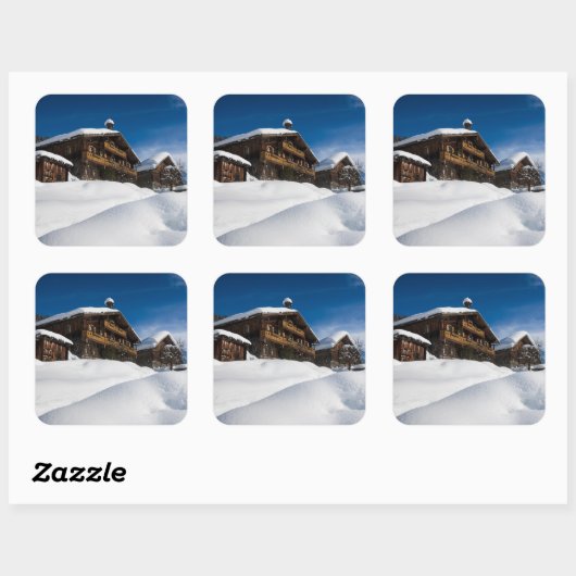 雪伝統的の中の木製の客室 スクエアシール (シート)