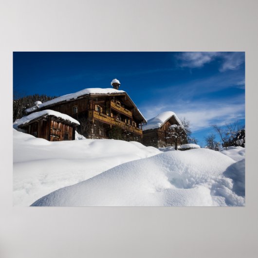 雪伝統的の中の木製の客室 ポスター (正面)